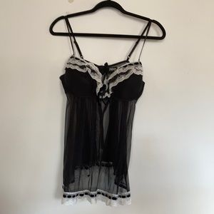 Cassandra Intimates Black Sheer Negligee Size Large